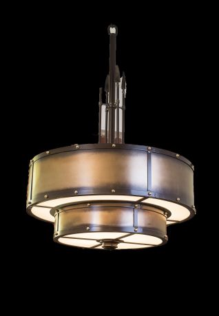 Bronze Art Deco Municipal Style Hanging Lantern