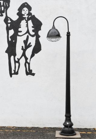 Curved Arm Caged Reflector Lamp Post